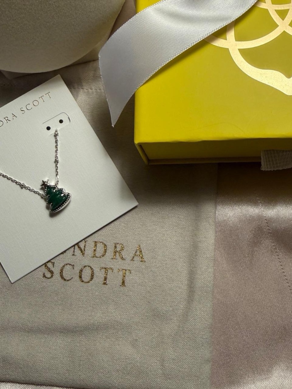 Kendra Scott Green Christmas Tree Pendant Necklace - Silver Tone